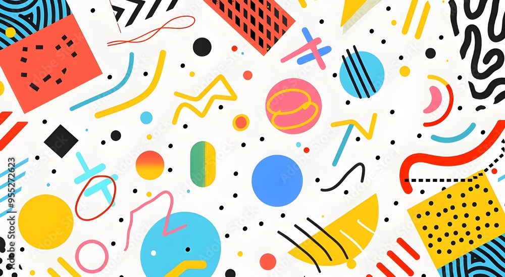 Poster abstract background with colorful shapes and patterns.