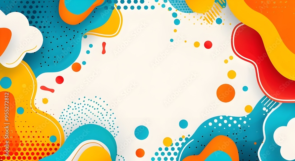 Poster abstract background with colorful shapes and patterns.
