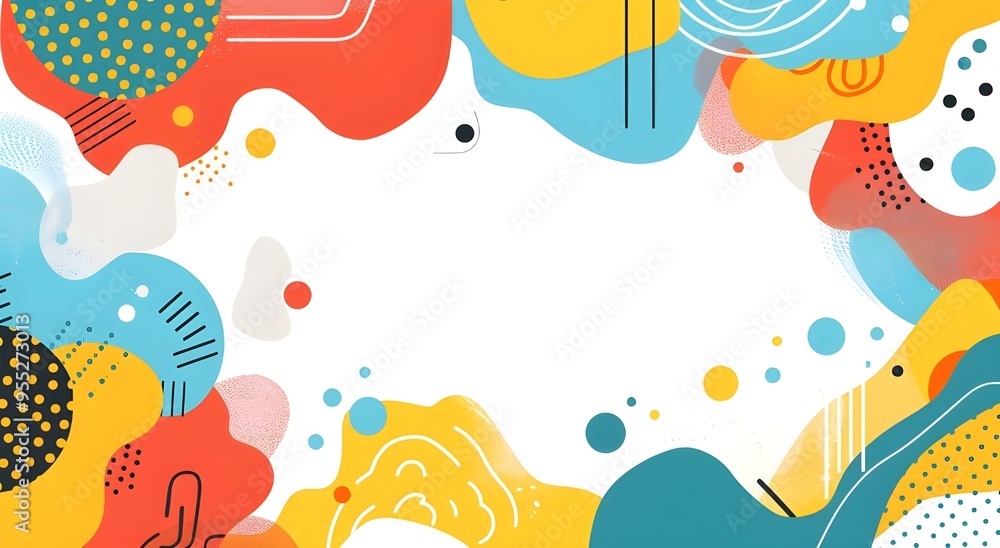 Poster abstract background with colorful shapes and patterns.