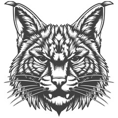 Fototapeta premium Detailed Black and White Illustration of a Lynxs Head