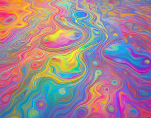 Obraz premium Iridescent Oil Slick Abstract Shiny Fluid Texture with Colorful Reflective Liquid Background Design