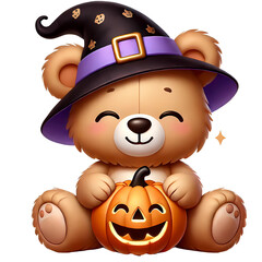 Fototapeta premium 3d teddy bear with pumpkin