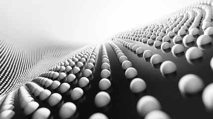 Obraz premium A black and white image of a spiral with many small white dots