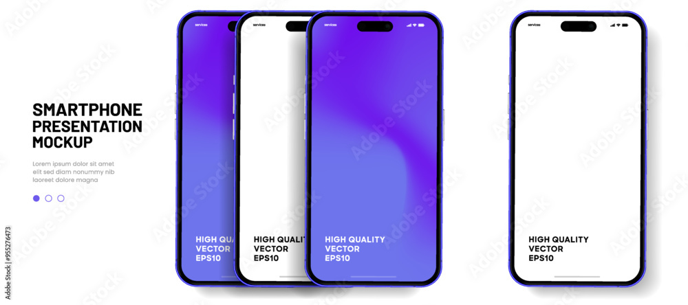 Aufkleber Realistic smartphone mockup. Mobile phone vector with isolated on white background. Device front view. 3D mobile phone with shadow. Realistic, high quality smart phone mockup for ui ux presentation.