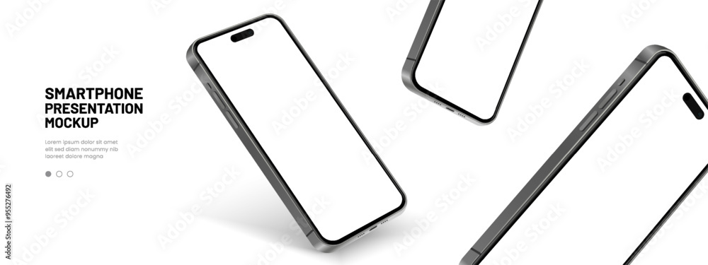 Aufkleber Realistic smartphone mockup. Mobile phone vector with isolated on white background. Device front view. 3D mobile phone with shadow. Realistic, high quality smart phone mockup for ui ux presentation.