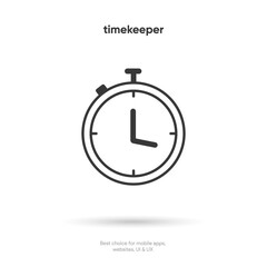 Flat time and clock icon. Clock icon in trendy flat and line style isolated on background. Icons for date, time, era, duration, period, span, hour, minute, watch, timer, time keeper.