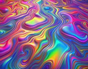 Obraz premium Iridescent Oil Slick Abstract Shiny Fluid Texture with Colorful Reflective Liquid Background Design