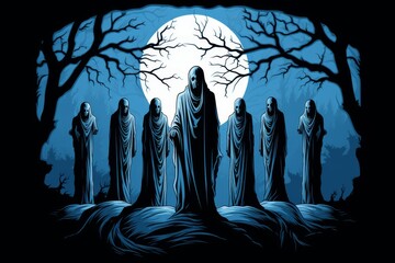 A mysterious gathering of specters  exploring the enigmatic world of ghostly apparitions