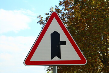 A close-up of a road sign