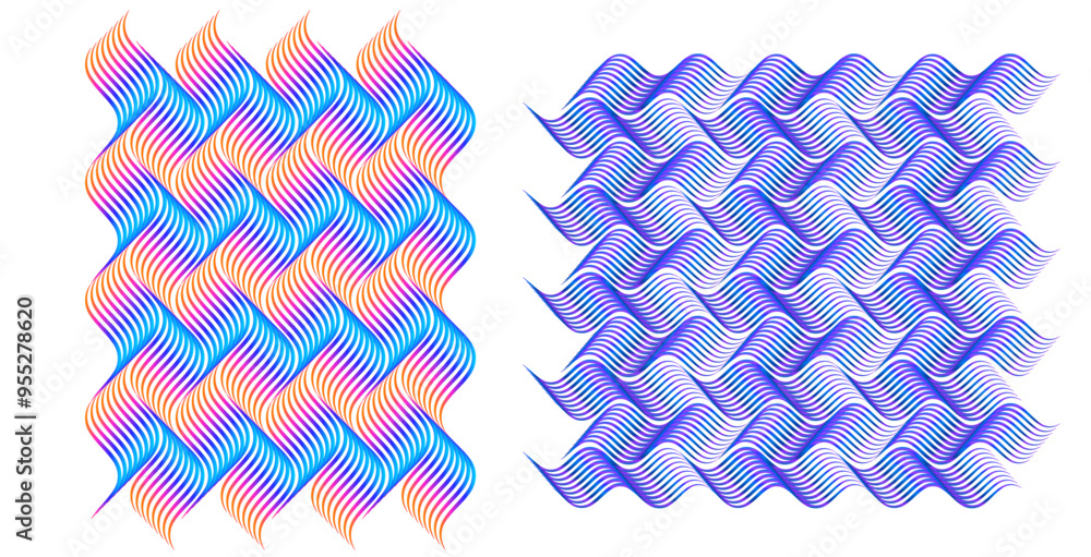 Poster soft rainbow color. linear background. design elements. polygonal lines. guilloche. protective layer