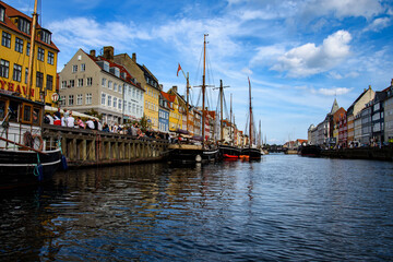 Fototapeta premium Canal in Nyhavn Harbour. Copenhagen, Denmark