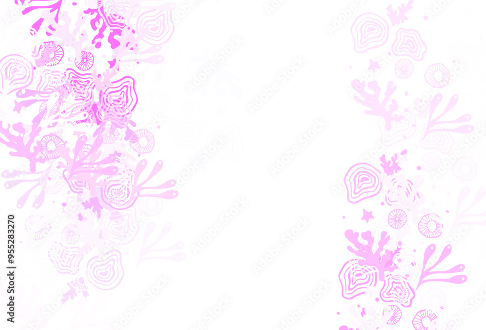 Poster light pink vector pattern with random forms.