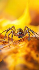 Spider isolated on autumn background