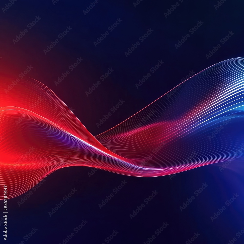 Canvas Prints dynamic abstract waves of red and blue, flowing together in harmony against a dark background, perfe