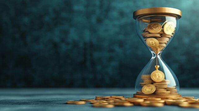 Hourglass with falling coins