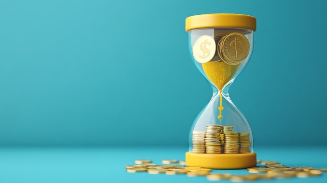 Hourglass with falling coins