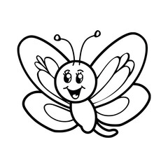 Cute butterfly illustration coloring page - coloring book for kids