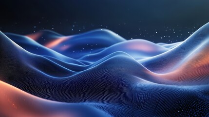 Patriotic American Flag with Flowing Effect on Gradient Blue Background