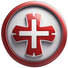 Obraz premium red medical cross icon in circle, 3d