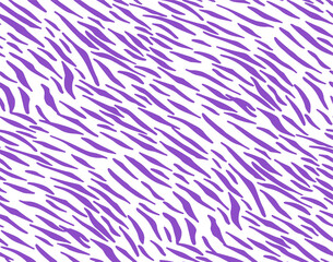 Full seamless tiger and zebra stripes animal skin pattern. Purple white texture for textile fabric print. Suitable for fashion use.