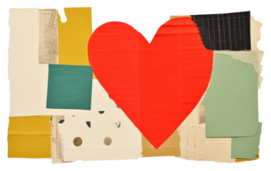 PNG  Craft paper collage element backgrounds heart white background.