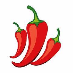 Red Chili Peppers Vector Art on White Background
