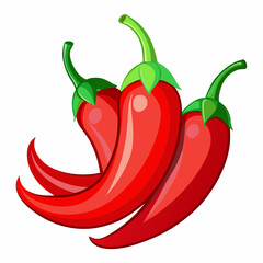 Red Chili Peppers Vector Art on White Background