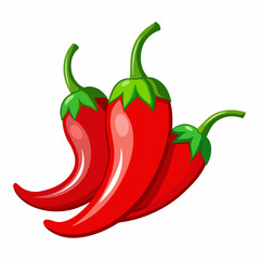 Red Chili Peppers Vector Art on White Background