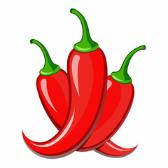 Red Chili Peppers Vector Art on White Background