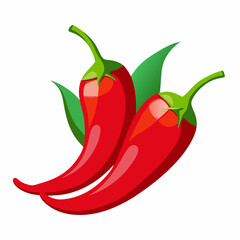 Red Chili Peppers Vector Art on White Background