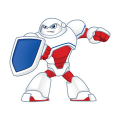 cartoon robot character with shield 2
