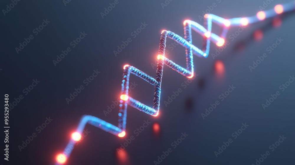 Poster a vibrant neon wave pattern created with bright lights on a reflective surface, showcasing a modern 