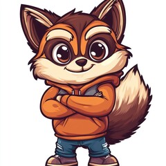 Fototapeta premium Cute Cartoon Raccoon with a Hoodie