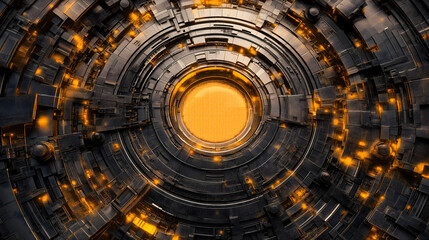 Fototapeta premium A high-tech mecha with metal armor, perfect for a technology-themed background or wallpaper.