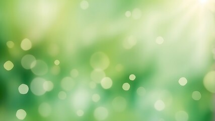 Vibrant Green Bokeh Background with Soft Light Effects