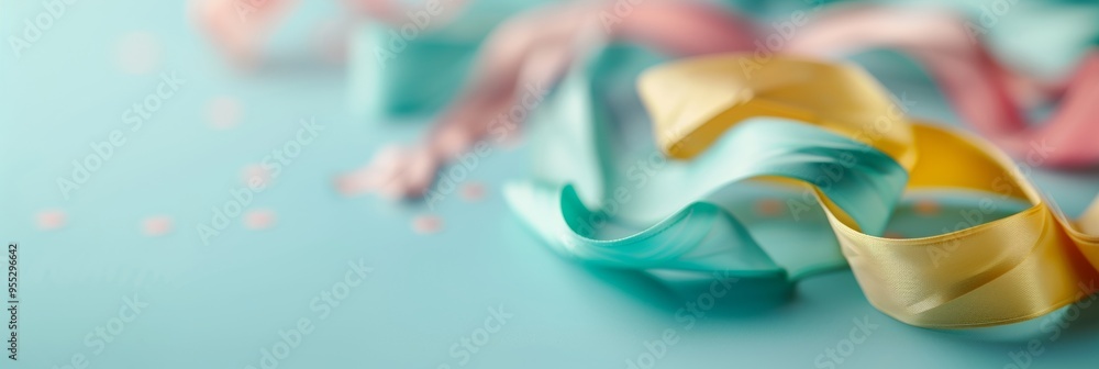 Aufkleber soft pastel ribbons intertwining on light background for elegant and minimal creative design concept