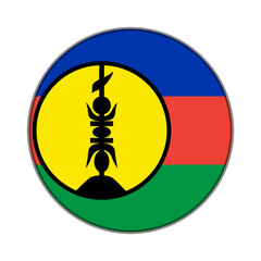 The flag of New Caledonia. Flag icon. Standard color. Round flag. Computer illustration. Digital illustration. Vector illustration.