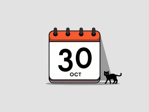 calendar with black cat on october 30 clip art preview