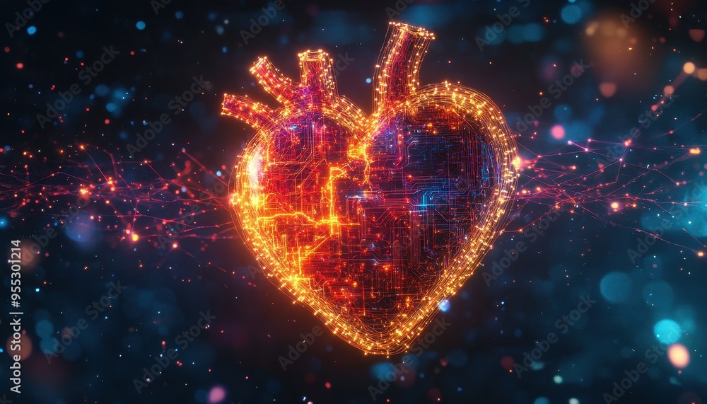 Aufkleber illuminated heart: fusion of digital circuits and neural networks