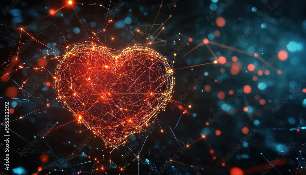 Poster illuminated neural pathways encircling heart - fusion of creativity and artificial intelligence