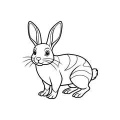 Black side lineout of a rabbit isolated on white background.