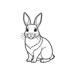 Black side lineout of a rabbit isolated on white background.