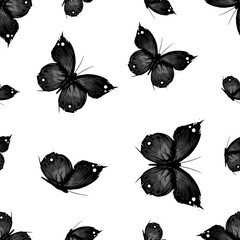 Dark seamless butterfly pattern 