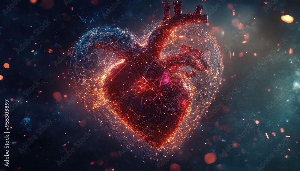 Poster illuminated heart: creative fusion of neural networks and artificial intelligence
