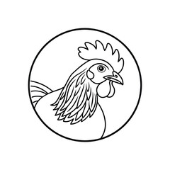 Lineout icon of a chicken head vector icon illustration on a white background.