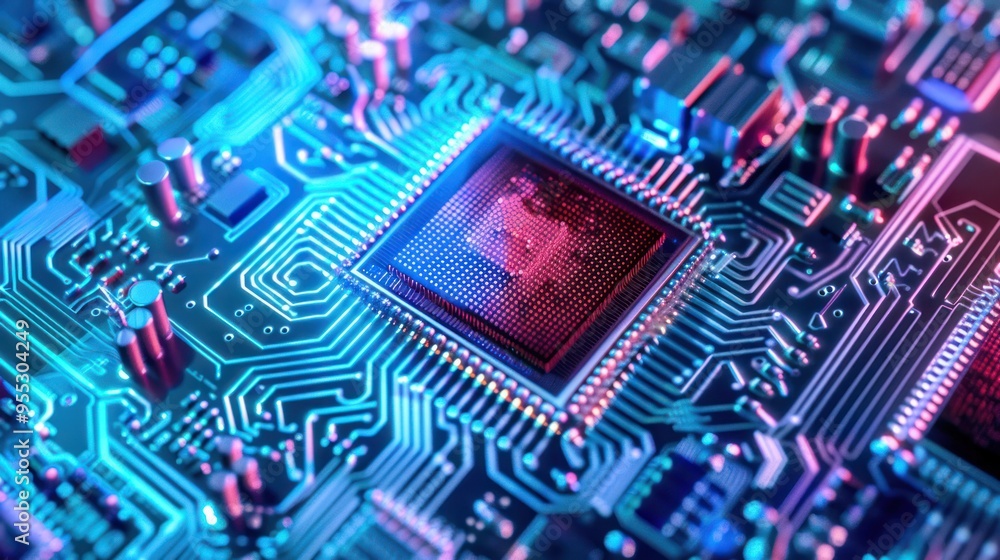 Poster closeup of a computer circuit board