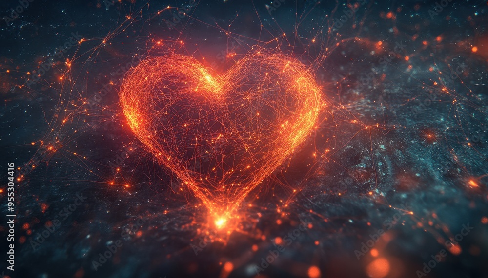 Poster illuminated heart - fusion of imagination and artificial intelligence