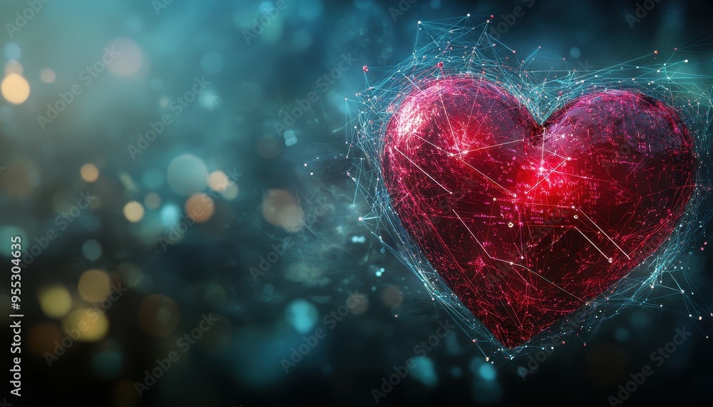 Aufkleber heart of technology - symbolic integration of digital threads and emotions