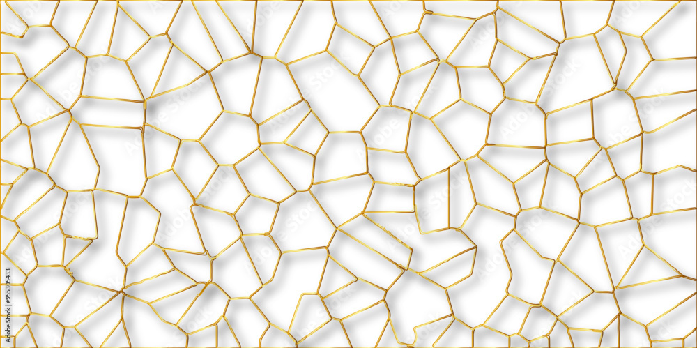 Poster abstract golden hexagon graphic ornament. arabian stylish seamless pattern on white background. crea