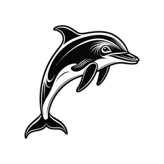 Dolphin silhouette vector illustration on white background.